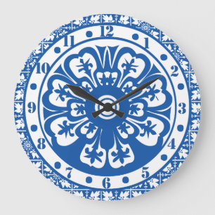 Delft Style Clock Delft Colors Blue and White Große Wanduhr