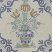 Delft Tile Antique Keramik Blume Pot Aufkleber (Vorderseite)