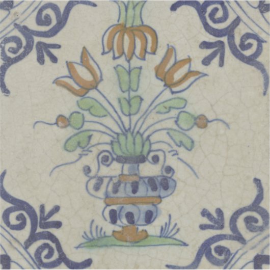 Delft Tile Antique Keramik Blume Pot Aufkleber (Vorderseite)