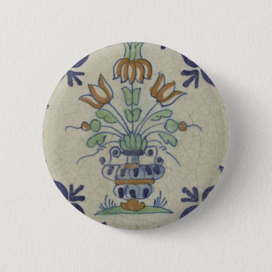 Delft Tile Antique Keramik Blume Pot Button (Vorderseite)