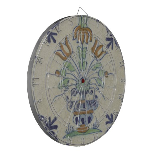 Delft Tile Antique Keramik Blume Pot Dartscheibe (Vorderseite Links)
