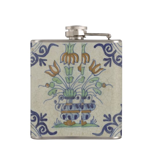Delft Tile Antique Keramik Blume Pot Flachmann (Rückseite)