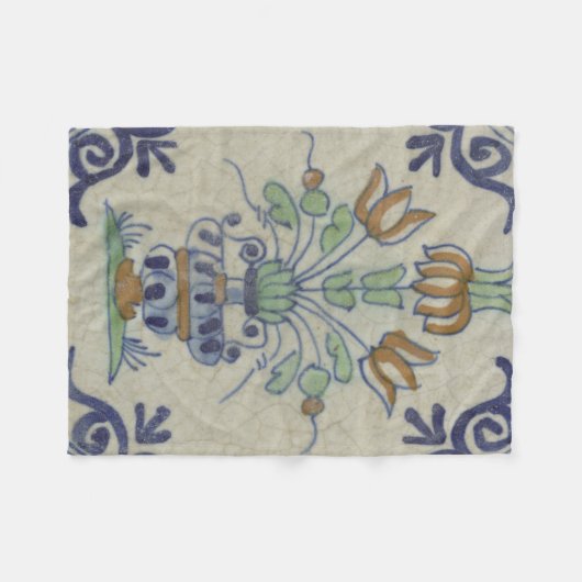 Delft Tile Antique Keramik Blume Pot Fleecedecke (Vorderseite (Horizontal))