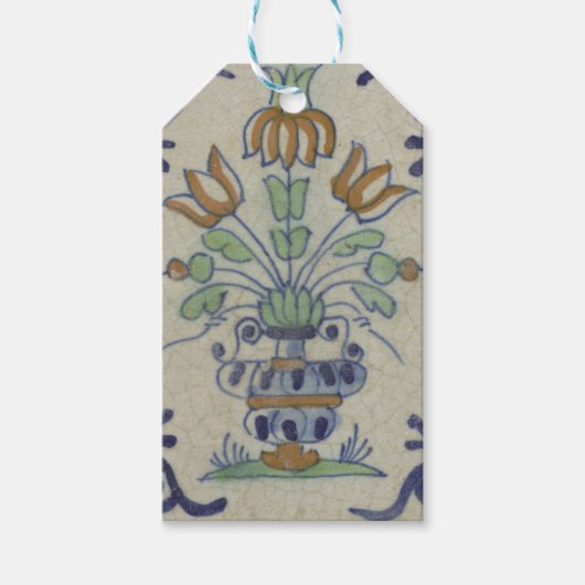 Delft Tile Antique Keramik Blume Pot Geschenkanhänger (Vorderseite)