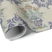 Delft Tile Antique Keramik Blume Pot Geschenkpapier (Rolleneckpunkt)