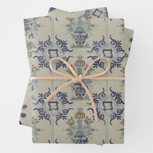 Delft Tile Antique Keramik Blume Pot Geschenkpapier Set (Beispiel)