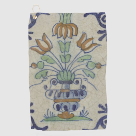 Delft Tile Antique Keramik Blume Pot Golfhandtuch (Vorderseite)