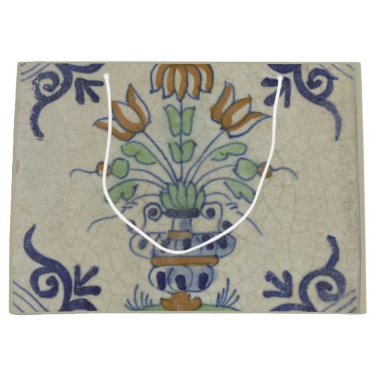 Delft Tile Antique Keramik Blume Pot Große Geschenktüte (Vorderseite)