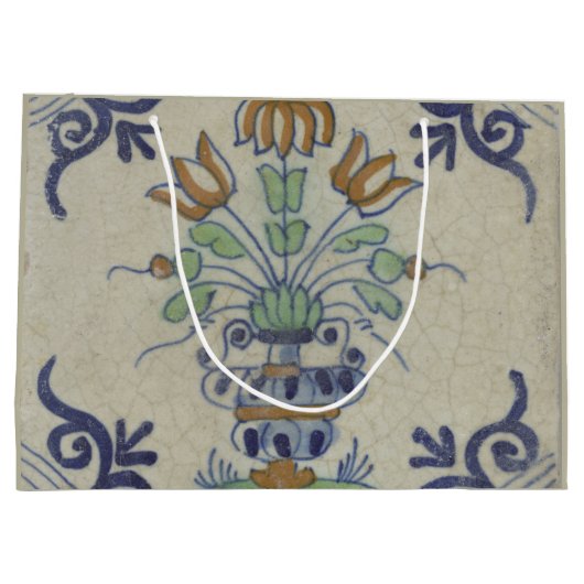 Delft Tile Antique Keramik Blume Pot Große Geschenktüte (Rückseite)