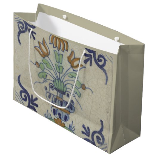 Delft Tile Antique Keramik Blume Pot Große Geschenktüte (Vorderseite Schrägansicht)