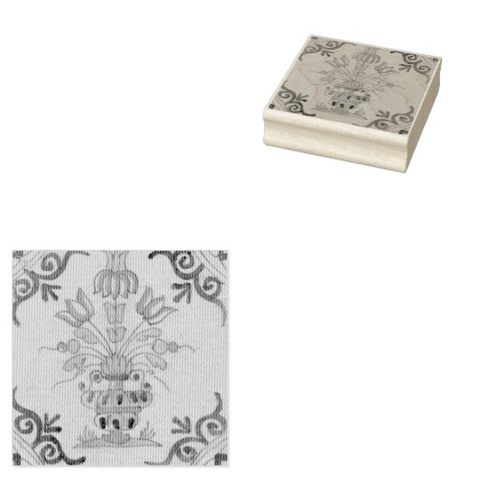 Delft Tile Antique Keramik Blume Pot Gummistempel (Stempel)