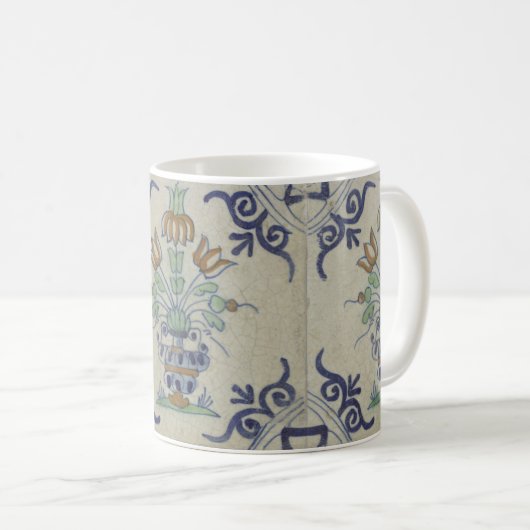Delft Tile Antique Keramik Blume Pot Kaffeetasse (VorderseiteRechts)