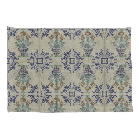 Delft Tile Antique Keramik Blume Pot Kissenbezug (Rückseite-Rechts)