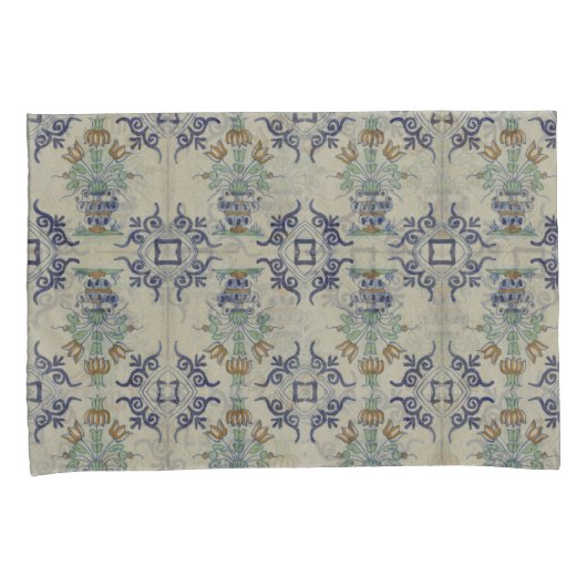 Delft Tile Antique Keramik Blume Pot Kissenbezug (Vorderseite-Rechts)