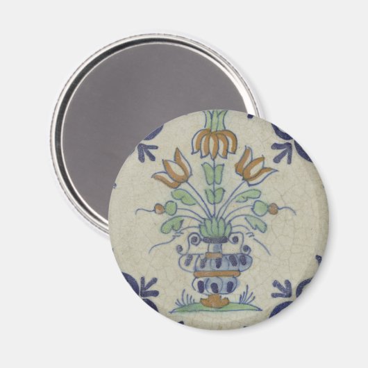 Delft Tile Antique Keramik Blume Pot Magnet (Vorderseite/Rückseite)