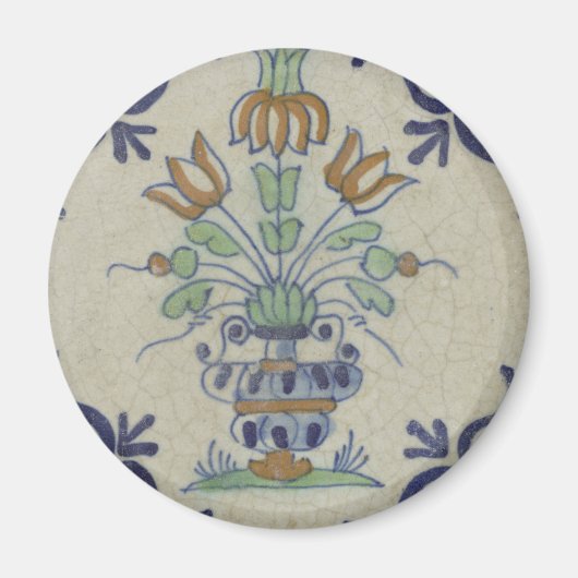 Delft Tile Antique Keramik Blume Pot Magnet (Vorne)
