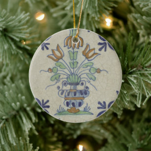 Delft Tile Antique Keramik Blume Pot Ornament