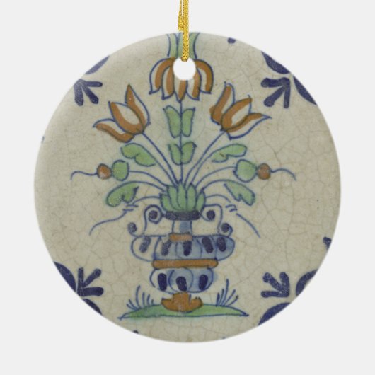 Delft Tile Antique Keramik Blume Pot Ornament (Hinten)
