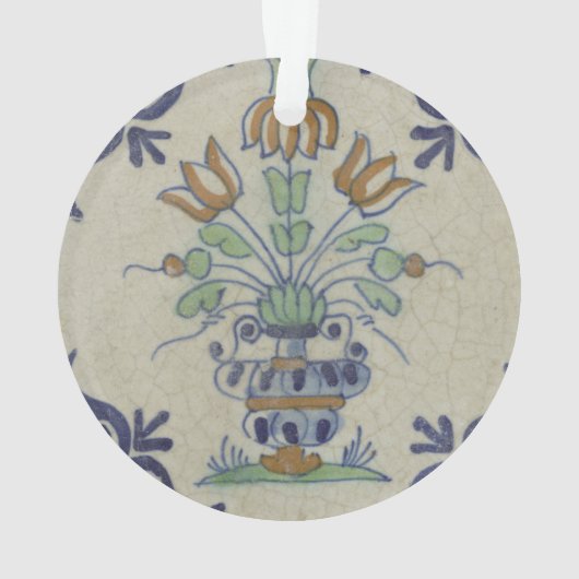 Delft Tile Antique Keramik Blume Pot Ornament (Rückseite)