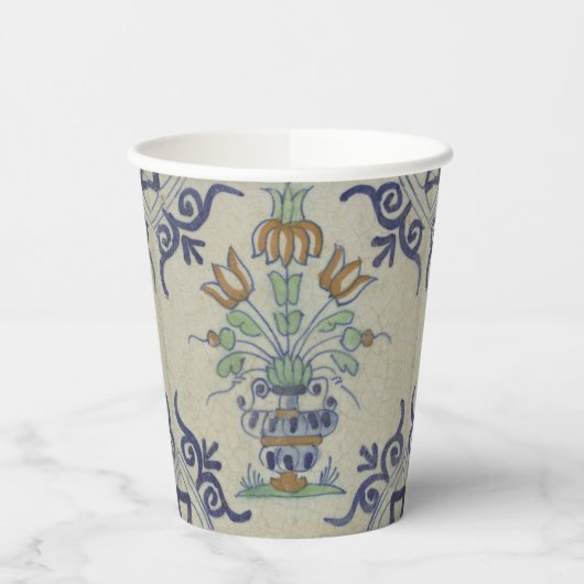 Delft Tile Antique Keramik Blume Pot Pappbecher (Links)