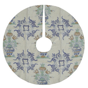 Delft Tile Antique Keramik Blume Pot Polyester Weihnachtsbaumdecke