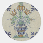 Delft Tile Antique Keramik Blume Pot Runder Aufkleber (Vorderseite)