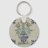 Delft Tile Antique Keramik Blume Pot Schlüsselanhänger (Rückseite)