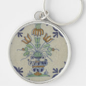 Delft Tile Antique Keramik Blume Pot Schlüsselanhänger (Vorne)