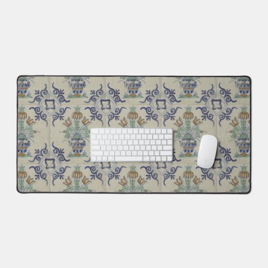 Delft Tile Antique Keramik Blume Pot Schreibtischunterlage (Tastatur & Maus)