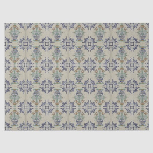 Delft Tile Antique Keramik Blume Pot Seidenpapier (Vorderseite)