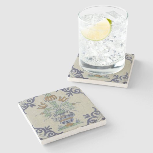 Delft Tile Antique Keramik Blume Pot Steinuntersetzer (Seitenansicht)