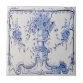Delft Tile mit Urn of Blume-Blue & White Fliese (Vorderseite)