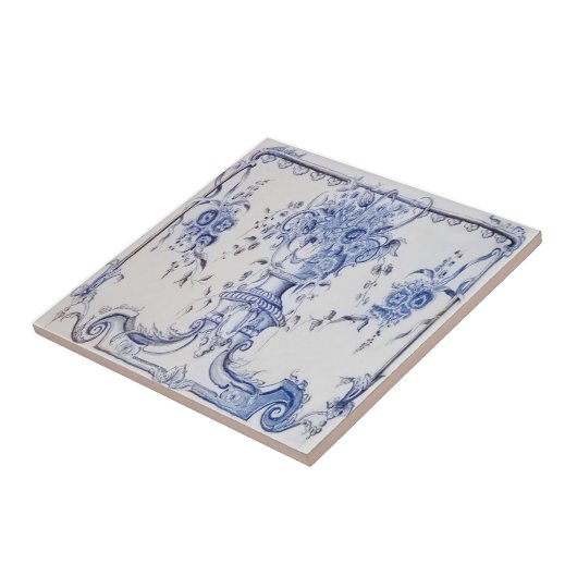 Delft Tile mit Urn of Blume-Blue & White Fliese (Seite)