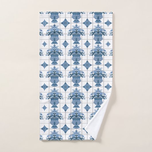 Delft Tile Pattern Badhandtuch Set (Handtuch)
