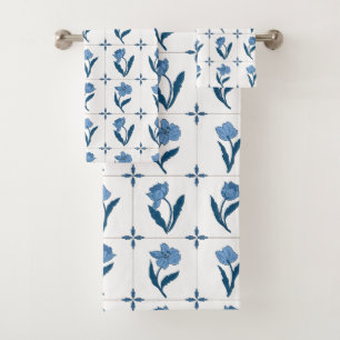 Delft Tile Pattern Badhandtuch Set