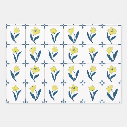 Delft Tile Pattern Geschenkpapier Set (Vorderseite 2)