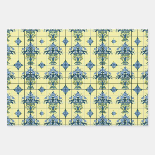 Delft Tile Pattern Geschenkpapier Set (Vorderseite)