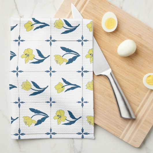 Delft Tile Pattern Geschirrtuch (Viertel Falte)