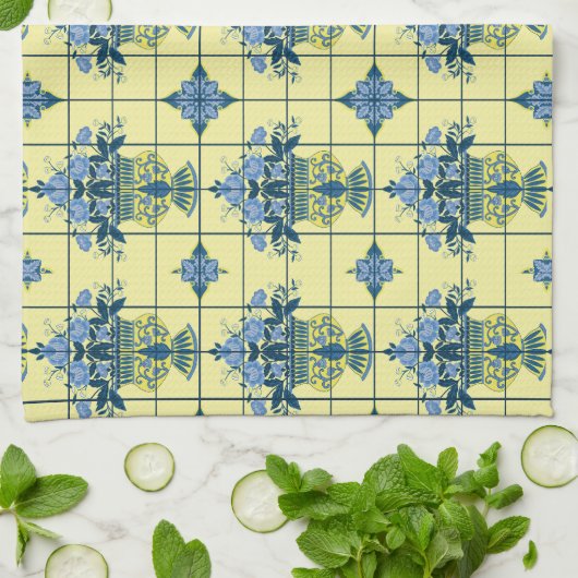 Delft Tile Pattern Geschirrtuch (Gefaltet)