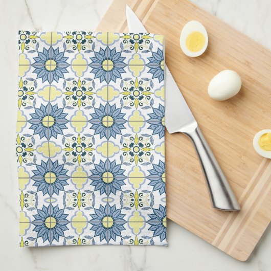 Delft Tile Pattern Geschirrtuch (Viertel Falte)