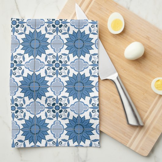 Delft Tile Pattern Geschirrtuch (Viertel Falte)