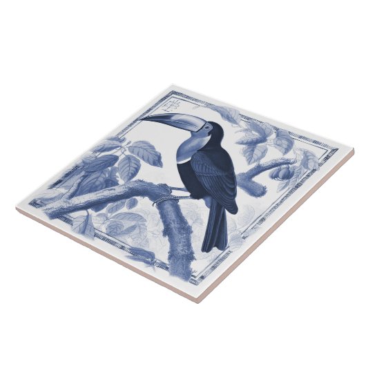 Delft Tucan Botanical Art Nouveau Wasserfarben Dek Fliese (Seite)