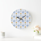Delft Tulip Tile Art No Numbers Clock Große Wanduhr (Zuhause)