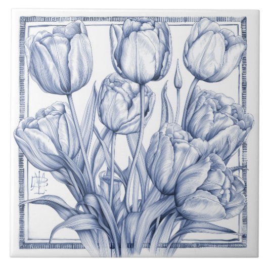 Delft Tulip Wine Decke Jugendstil Fliese (Vorderseite)