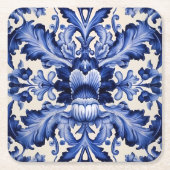 Delft Ware Blue Blume Rechteckiger Pappuntersetzer (Vorderseite)