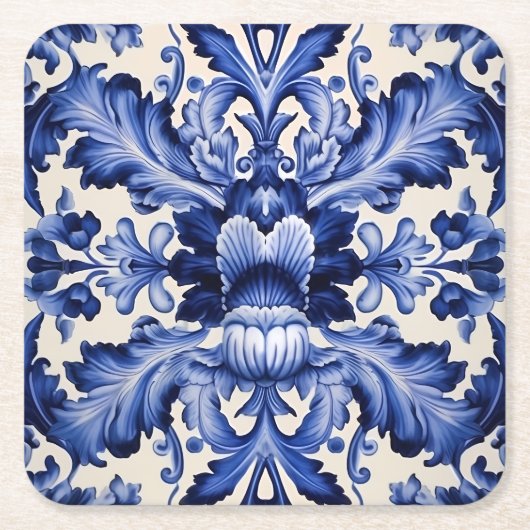 Delft Ware Blue Blume Rechteckiger Pappuntersetzer (Vorderseite)