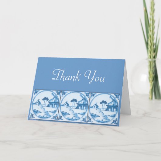Delft Windmill Vintage Art Thank You Card Dankeskarte (Vorderseite)