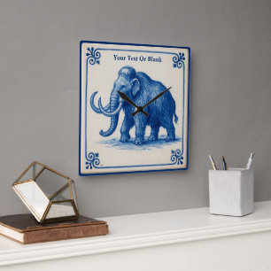 Delft Wooly Mammoth Quadratische Wanduhr