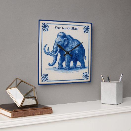 Delft Wooly Mammoth Quadratische Wanduhr (Büro)
