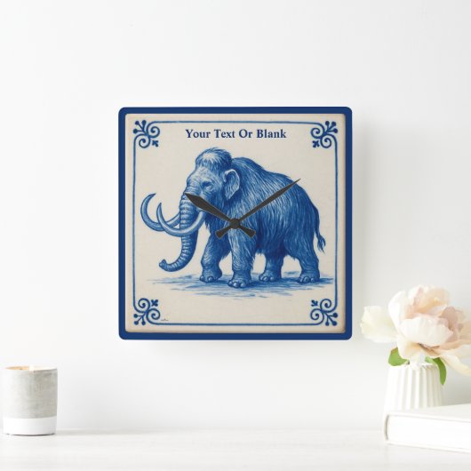 Delft Wooly Mammoth Quadratische Wanduhr (Zuhause)